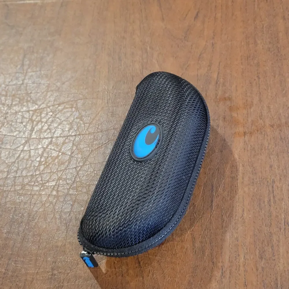 Costa Del Mar Black Zippered Sunglasses Case Black with Blue logo